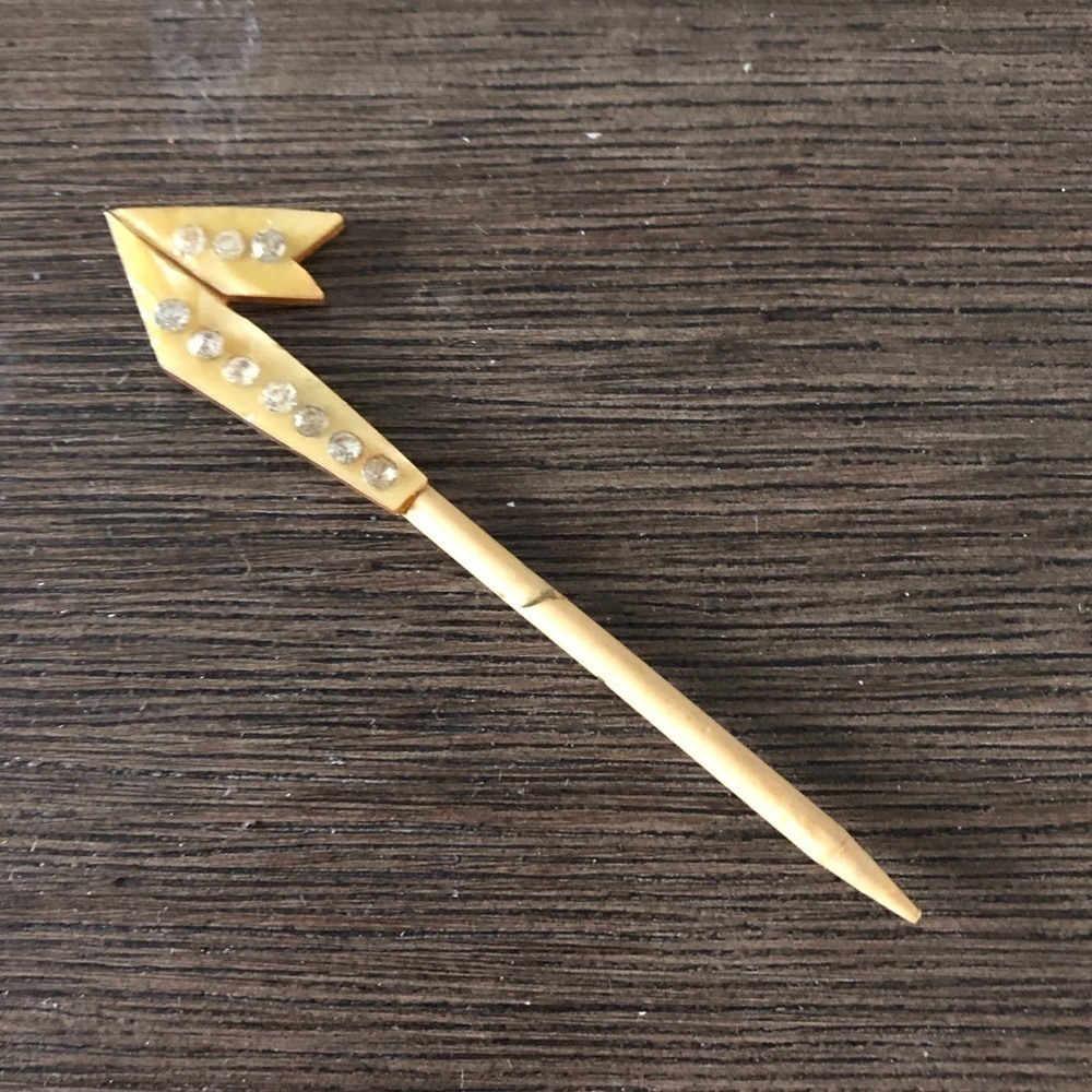 Vintage wood and resin hat pin